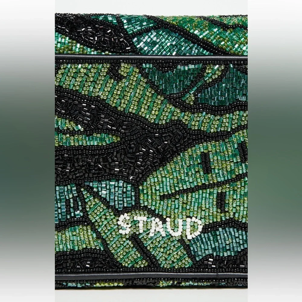 🌺🎉HP🎉🌺 NWOT Staud Beaded Tommy Shoulder Bag Green Palms  🌟 Rare Find 🌟 - Picture 15 of 16